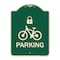 Signmission Parking With Cycle and Lock Symbol Heavy-Gauge Aluminum Architectural Sign, 24" x 18", G-1824-23476 A-DES-G-1824-23476 - alternate 1